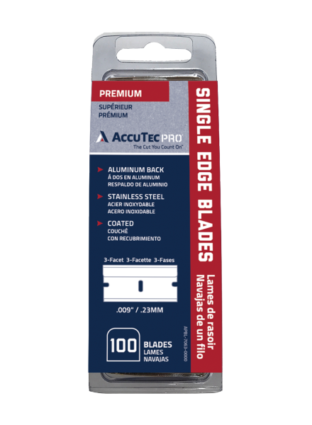 Лезвия для скребка AccuTec PREMIUM, нерж.сталь 100шт/уп