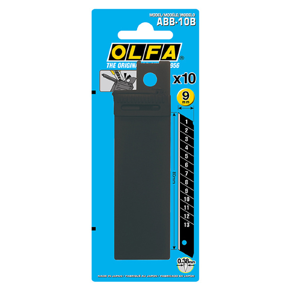 Лезвия OLFA ABB-10B черные 9mm, 10шт.